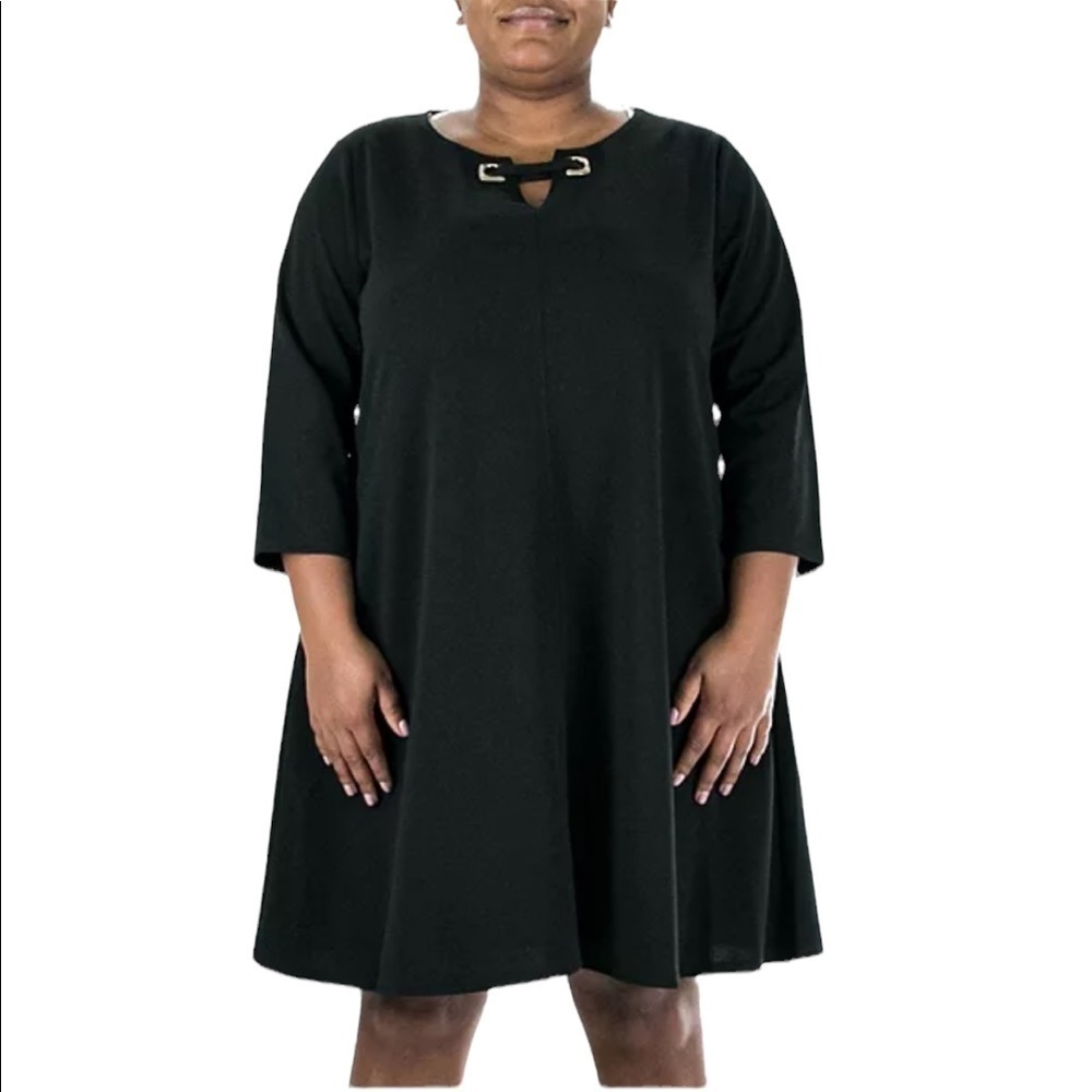 Nina Leonard Grommet-Accent Swing Crepe polyester spandex minimalist Dress 3X